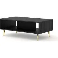 Furnlux Classic FURNLUX Couchtisch Ravenna B Schwarz Und Gold 90cm / Hauptfarbe: Schwarz / Abmessungen: 90 x 43 x 60 cm
