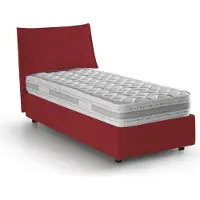 Talamo Italia Einzelbett Carolina, Containerbett mit Stoffbespannung, 100% Italy, Frontöffnung, inklusive Matratze Cm 80x190, Rot
