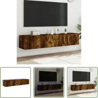 The Living Store TV-Wandschränke mit LED-Leuchten 2 Stk. Räuchereiche 80x35x31cm