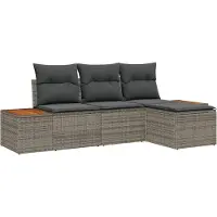 Syfax Gartensofa-set 4 Stk. Grau Poly Rattan