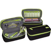 Wedo Stretch-Federmäppchen Schwarz/Grün – erweiterbares Etui mit Stiftschlaufen,