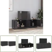 The Living Store TV-Schränke 2 Stk. Schwarz 67x39x44 cm Stahl