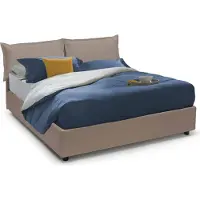 Talamo Italia Doppelbett Lisa, Containerbett mit Kunstlederbezug, 100% Italy, Frontöffnung, passend für Matratze Cm 160x200, Turteltaube