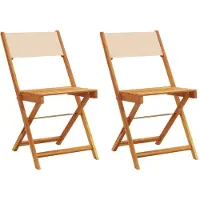 Syfax Bistrostühle 2 Stk. Beige Massivholz Akazie & Stoff