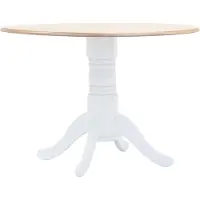 The Living Store Esstisch Weiß und Braun 106 cm Gummiholz Massiv