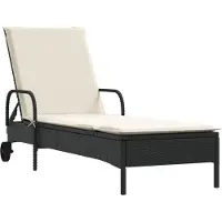 Syfax Sonnenliege mit Rollen und Auflage Schwarz Poly Rattan