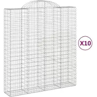 vidaXL Gabionen mit Hochbogen 10Stk. 200x50x220/240cm Verzinktes Eisen