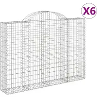 vidaXL Gabionen mit Hochbogen 6 Stk. 200x30x140/160cm Verzinktes Eisen