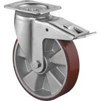 BS Rollen Lenkrolle L620.B90.200 mit Feststeller Durchmesser 200mm Tragfähigkeit 800kg Platte 135x110mm - L620.B90.200