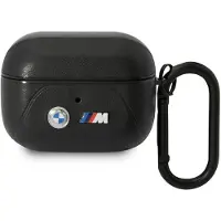 BMW BMAP22PVTK AirPods Pro Hülle, schwarz/schwarzes Leder, gebogene Linie