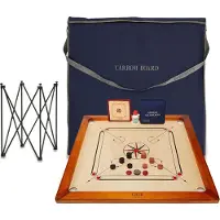Ubergames - Karrom - Hartholz - India Offizielle 74x74 cm - inkl. Tisch inkl Tasche - Designed in UK – Qualitat und Klasse – India