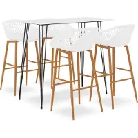 Syfax Bar-Set 4-Sitzer Weiß Modern, Bartisch 120x60x105 cm, Barhocker 48x47,5x95,5 cm