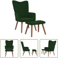 The Living Store Relaxsessel mit Hocker Dunkelgrün Samt