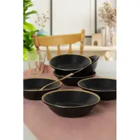 Hermia Concept , ST042306F956A841700MACD700, Tellerset (6 Stück), 100 % KERAMIK, Schwarz, 18 cm