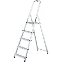 Drabest | Leiter - 5 Stufen, Tragfähigkeit 125kg - Alu Leiter, Klappleiter, Anti-Rutsch-Füße, Trittleiter, Leiter