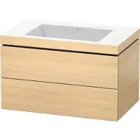 Duravit L-Cube c-bonded Set wandhängend, 2 Schubkästen, ohne Überlauf, ohne Hahnloch, 800x500x480mm, LC6927N7171, Farbe: Mediterrane Eiche Echtholzfurnier