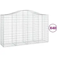 vidaXL Gabionen mit Hochbogen 40Stk. 200x50x120/140cm Verzinktes Eisen
