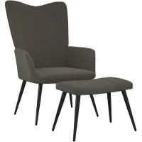 Syfax Relaxsessel mit Hocker Dunkelgrau Samt