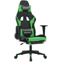 Syfax Gaming-Stuhl mit Fußstütze Schwarz und Grün Kunstleder