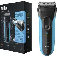 Braun Series 3 3010 Wet & Dry, Folienschaber, Schwarz, Blau, 2 SensoFoil, 1 Middle Trimmer, LED, Akku, Nickel-Metallhydrid (NiMH)