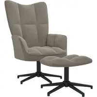 Sonstiges Relaxsessel mit Hocker Hellgrau Samt