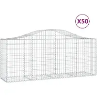vidaXL Gabionen mit Hochbogen 50 Stk. 200x50x80/100cm Verzinktes Eisen