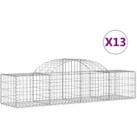 vidaXL Gabionen mit Hochbogen 13 Stk. 200x50x40/60 cm Verzinktes Eisen