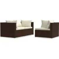 Syfax 3-tlg. Garten-Lounge-Set mit Auflagen Braun Poly Rattan