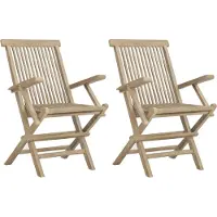 Syfax Gartenstühle 2 Stk. Klappbar Grau 56x61x89 cm Massivholz Teak