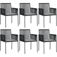 Syfax Gartenstühle mit Kissen 6 Stk. Schwarz 54x60,5x83,5 cm
