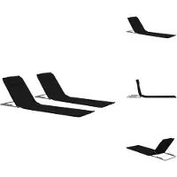 vidaXL Klappbare Strandmatte 2 Stk. Stahl und Stoff Schwarz - Sonnenliegen