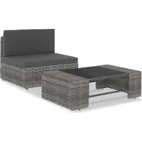 The Living Store 2-tlg. Garten-Lounge-Set Poly Rattan Grau