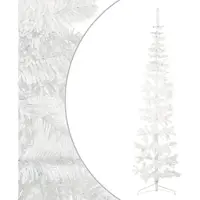 Syfax Künstlicher Halb-Weihnachtsbaum mit Ständer Schlank Weiß 210 cm