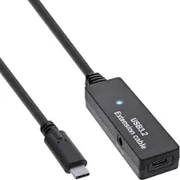 InLine USB 3.2 Gen.1 Aktiv-Verlängerung, USB-C Stecker an USB-C Buchse, 5m, 5 m, USB C, USB C, USB 3.2 Gen 1 (3.1 Gen 1), 5 Gbit/s, Schwarz