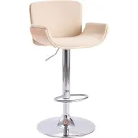 Syfax Barhocker Creme Kunstleder, höhenverstellbar, mit Fußstütze, 51,5x49,5x(89-109) cm, Sitzhöhe 61-81 cm