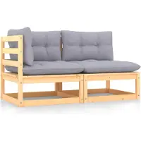 Syfax 2-tlg. Garten-Lounge-Set mit Kissen Kiefer Massivholz