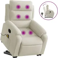 Syfax Massagesessel mit Aufstehhilfe Creme Samt