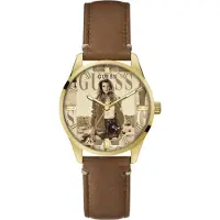 GUESS GW0290L1 Damen-Armbanduhr, Edelstahl-Gehäuse, Leder-Armband