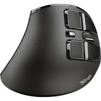 Trust Voxx Vertikale Kabellose Maus, Wiederaufladbare Ergonomische Funkmaus, Bluetooth und 2.4 GHz Verbindung, 9 Tasten, 1200-2400 DPI, PC/Mac/Computer/Laptop/MacBook/Chromebook - Schwarz