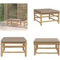 vidaXL Gartenhocker mit Taupe Kissen Bambus - Gartenhocker - Fußschemel - Schemel - Fußhocker
