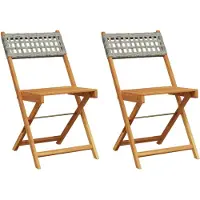 Syfax Klappstühle, 2 Stück, grau, Massivholz Akazie und Polyrattan