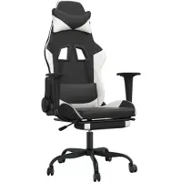 Syfax Gaming-Stuhl mit Fußstütze Schwarz und Weiß Kunstleder
