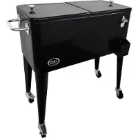 Axi Retro Getränkekühler Schwarz | Kühlwagen / Kühler mit Rollen - 76 liter | Fahrbare Kühlbox für den Garten / Outdoor