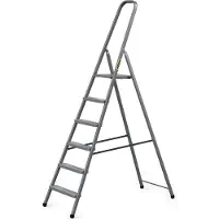 Drabest | Leiter - Stahlleiter - haushaltsleiter - leiter 6 stufen - Klapptritt - Stahl - Universal - bis 125 kg