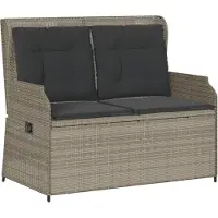 Syfax Gartenbank Verstellbar mit Kissen Hellgrau Poly Rattan
