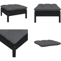vidaXL Gartenhocker mit Anthrazit Kissen Schwarz Massivholz Kiefer - Gartenhocker - Hocker - Outdoor Hocker - Terrassenhocker