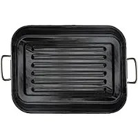 Kruger Emaille Grill- und Auflaufform 35,5 x 25,5 cm | Mit Edelstahlgriffen