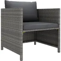 The Living Store Gartensofa mit Kissen Grau Poly Rattan