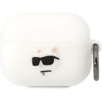 Karl Lagerfeld KLAPRUNCHH AirPods Pro Hülle weiß/weiß Silikon Choupette Kopf 3D