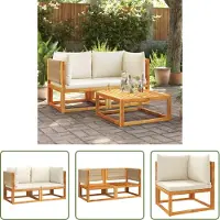 The Living Store Garten-Ecksofas mit Kissen 2 Stk. Massivholz Akazie